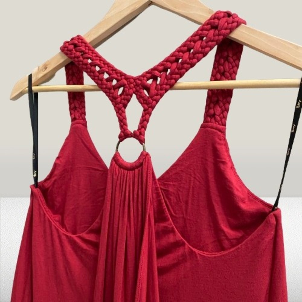 NEW Sky Marianne Red Braided Racerback‎ Mini Dress Medium